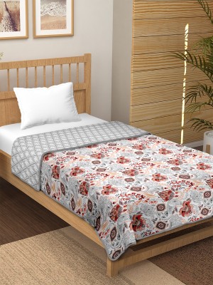 TUNDWAL'S Floral Single Dohar for  AC Room(Cotton, Kerry Grey)