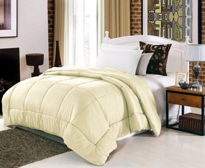 AVI Solid Single Duvet for  Mild Winter(Polyester, Beige)