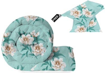 BSB HOME Floral Single Comforter for  Mild Winter(Microfiber, Green & Beige & Brown)
