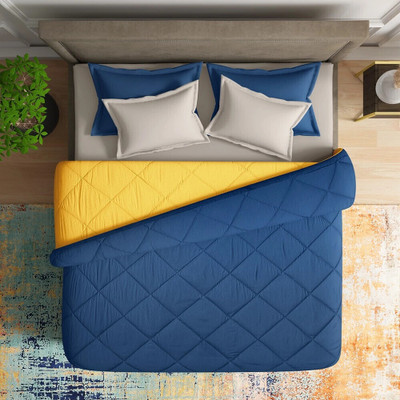Wakefit Solid Double Comforter for  Heavy Winter(Polyester, Teal and Yellow)
