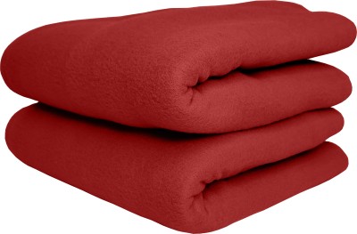 HOMIEE Solid Double Fleece Blanket for  Mild Winter(Polyester, 2 Red)