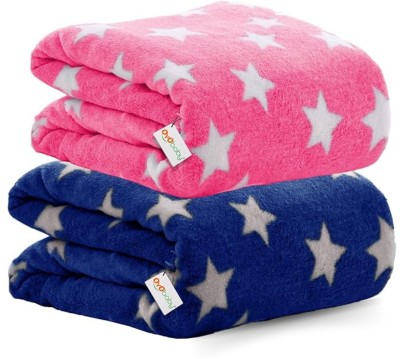 Oyo Baby Printed Single Woollen Blanket for  Mild Winter(Cotton, Dark Blue, Pink)