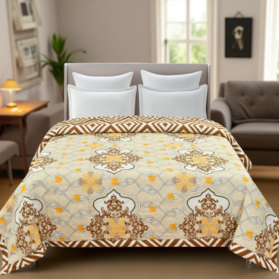 KWALITY DREAMS Printed Double Comforter for  AC Room(Poly Cotton, Mustard Yellow)
