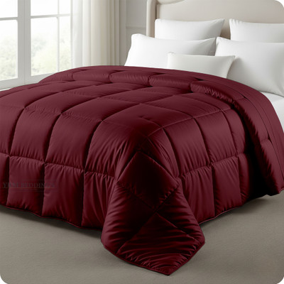 MeckHome Culture Solid Double Comforter for  Mild Winter(Silk, Wine)