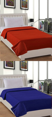Goyal's Solid Single AC Blanket for  AC Room(Polyester, Orange & Blue)