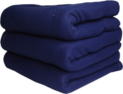 HOMIEE Solid Single Fleece Blanket for  Mild Winter(Polyester, Blue)