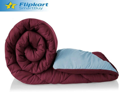 Flipkart SmartBuy Solid Single Comforter for  AC Room(Microfiber, Maroon & Grey)