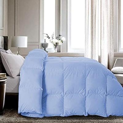 Filbert Checkered Queen Comforter for  Heavy Winter(Microfiber, Sky Blue)