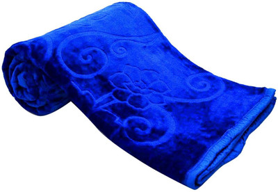 BLAN STAR Self Design Double Mink Blanket for  Heavy Winter(Microfiber, Blue)