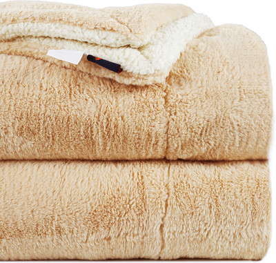 VAS COLLECTIONS Solid Single Sherpa Blanket for  Heavy Winter(Polyester, Mouse)