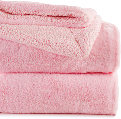 BSB HOME Solid Single Sherpa Blanket for  Heavy Winter(Polyester, Pink)