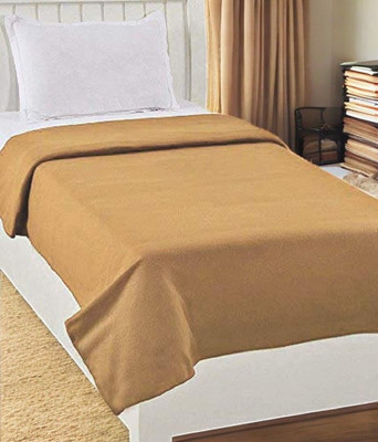 The Home Talk Solid Single Fleece Blanket for  AC Room(Polyester, Beige)
