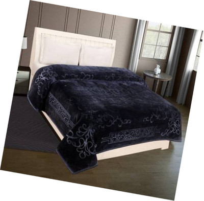 ACZO FEEL Abstract Double Mink Blanket for  Mild Winter(Microfiber, Grey)