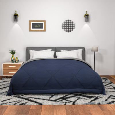 KUBER INDUSTRIES Self Design Double Comforter for  Heavy Winter(Polyester, Blue & Grey)