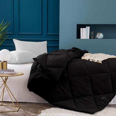 Filbert Solid Single Comforter for  Mild Winter(Microfiber, Black)