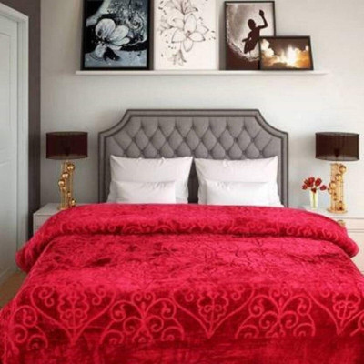 Convalexa Solid Single Mink Blanket for  Heavy Winter(Microfiber, Red)