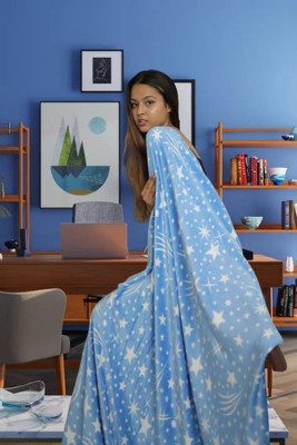 KIXTA Self Design Double AC Blanket for  AC Room(Microfiber, sky blue)