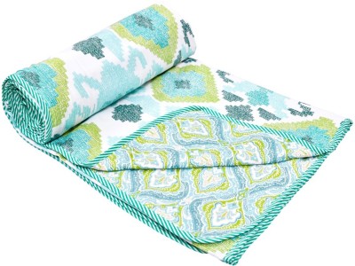 SM DECOR Printed Double Dohar for  AC Room(Cotton, Green)