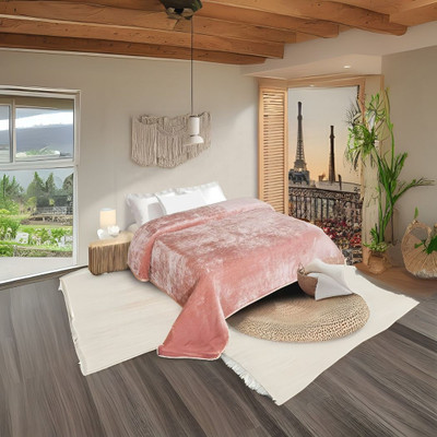 OSONICTEXTILE Solid Double Mink Blanket for  Heavy Winter(Microfiber, Pink)