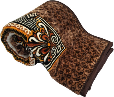HOMIEE Floral Double Mink Blanket for  Heavy Winter(Polyester, Brown Sh-02)