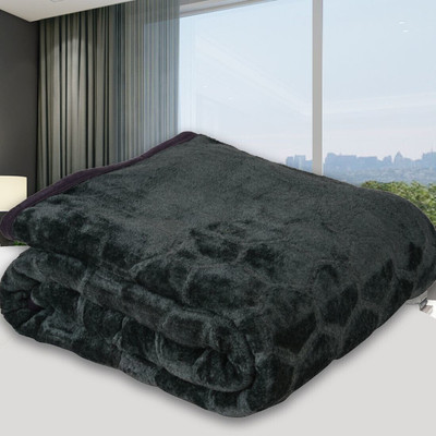 SPANGLE Self Design Double Mink Blanket for  Mild Winter(Microfiber, Grey)