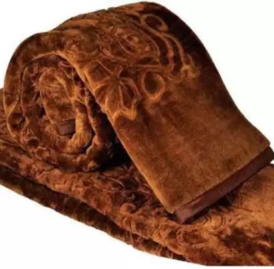 Guru Kripa Floral Single Mink Blanket for  Heavy Winter(Microfiber, Brown)