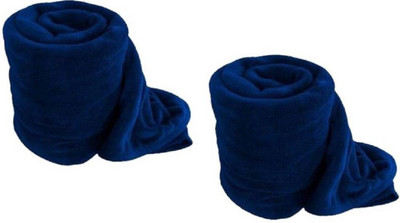 komfey Solid Single Fleece Blanket for  Mild Winter(Microfiber, Blue)
