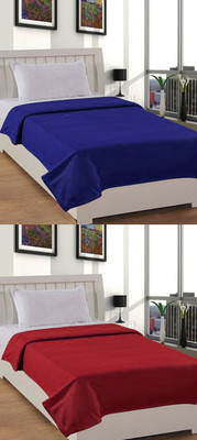 Goyal's Solid Single AC Blanket for  Heavy Winter(Polyester, Blue, Red)