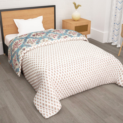 Story@home Printed Double Comforter for  AC Room(Microfiber, Off White)