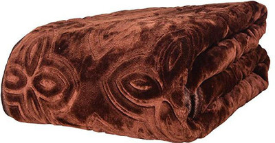 Convalexa Self Design Double Mink Blanket for  Heavy Winter(Fur, Brown)