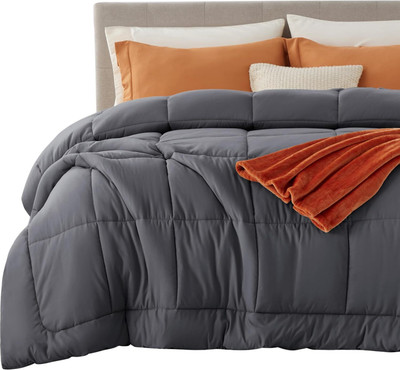 Blue Home Solid Single Comforter for  Heavy Winter(Poly Cotton, Gray)