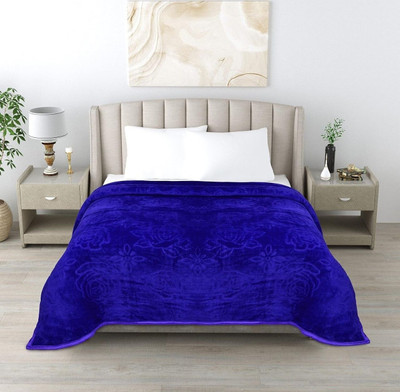 Retreat Solid Double AC Blanket for  Heavy Winter(Microfiber, Blue)