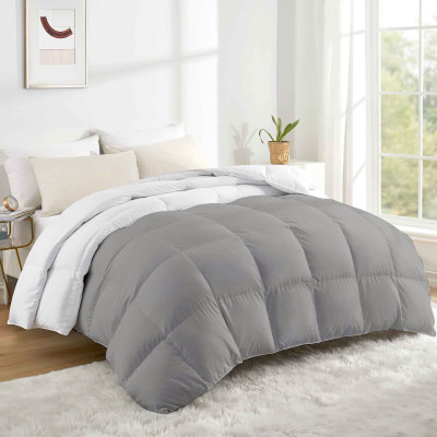 Razzai Solid Queen Comforter for  Heavy Winter(Microfiber, White, Silver)