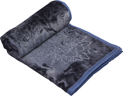 Deniyal ENTERPRISES Solid Double Mink Blanket for  AC Room(Microfiber, Grey)