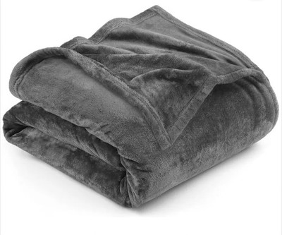 Cotton Bolls Textiles Solid Double Fleece Blanket for  Mild Winter(Microfiber, Dark Grey)