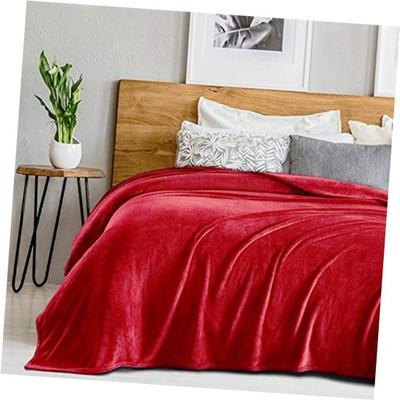 ACZO FEEL Self Design Double Mink Blanket for  Mild Winter(Microfiber, Maroon)
