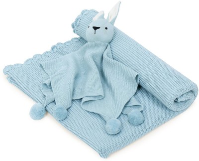 haus & kinder Solid Crib AC Blanket for  AC Room(Cotton, Blue)