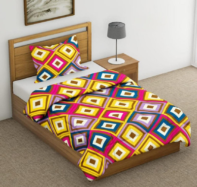 Linenovation Self Design Double Comforter for  Mild Winter(Polyester, Yellow)