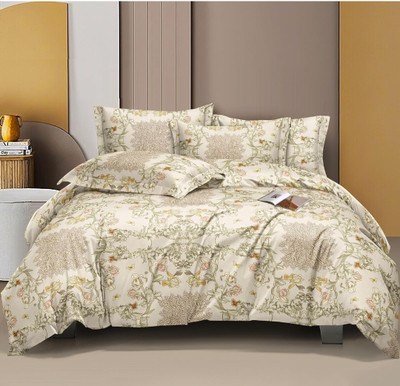Uniqueent Floral Single, Double Comforter for  Mild Winter(Poly Cotton, Yellow, Ivory, Cream)