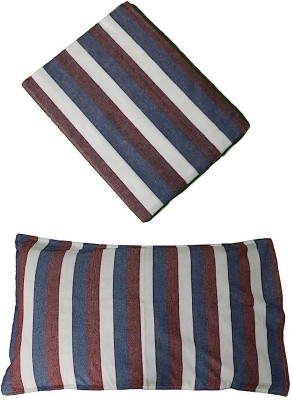 Sharan Elegance Striped Single AC Blanket for  Mild Winter(Cotton, Brown-Blue)