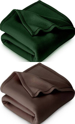 n g products Solid Single Fleece Blanket for  Mild Winter(Polyester, Green, Brown)