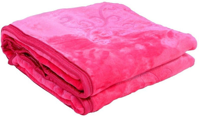 Convalexa Floral Double Mink Blanket for  Mild Winter(Microfiber, Pink)