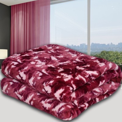 SPANGLE Printed Single Mink Blanket for  Mild Winter(Microfiber, Maroon)