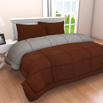 Comfowell Solid Double Comforter for  Heavy Winter(Poly Cotton, Brown&grey)