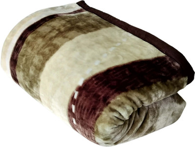 WARMZY Floral Single Sherpa Blanket for  Heavy Winter(Polyester, brw white line)