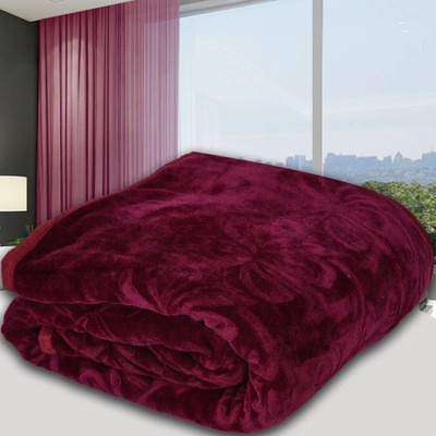 SPANGLE Self Design Single AC Blanket for  AC Room(Microfiber, Wine)