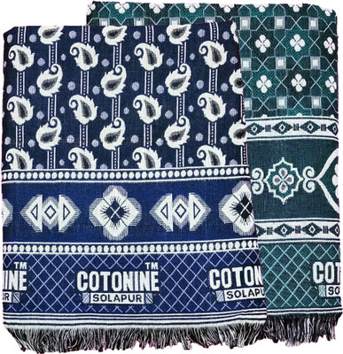 Cotonine Floral Single Top Sheet for  Heavy Winter(Cotton, Green & Blue)