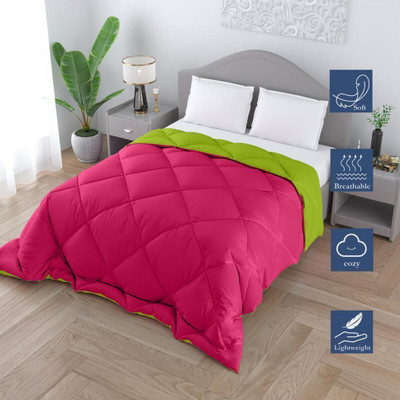 SIE STORE Solid Double Duvet for  Heavy Winter(Polyester, pink&pg)