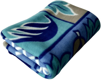 HOMIEE Floral Single Fleece Blanket for  Mild Winter(Polyester, Multi4)