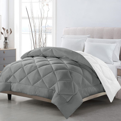 dharmaditya Geometric Single Comforter for  Mild Winter(Poly Cotton, Grey)